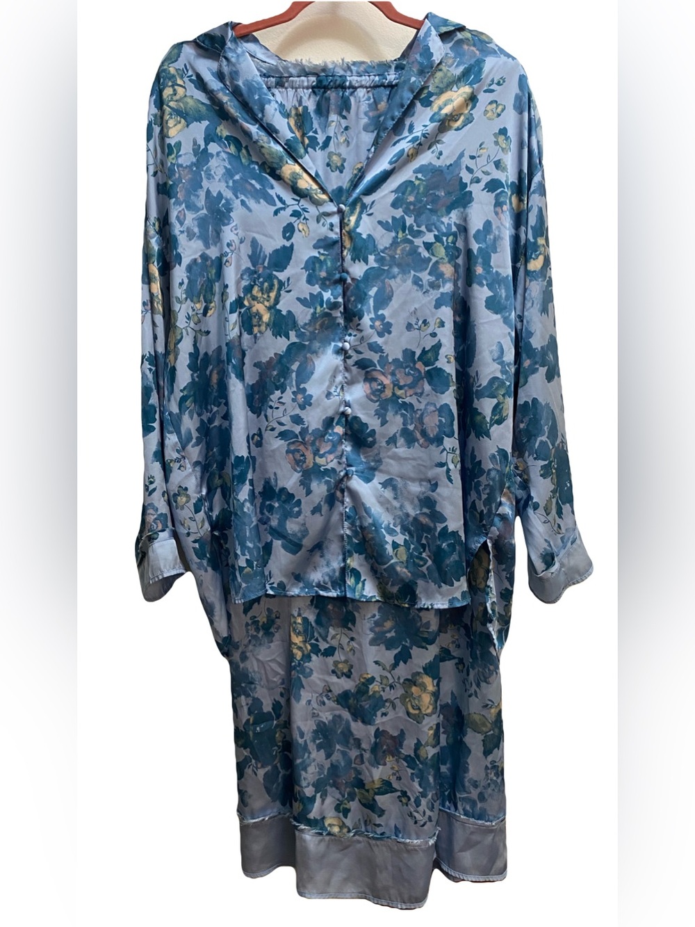 Free People Intimately Oversized Satin Pajama Set Size Small